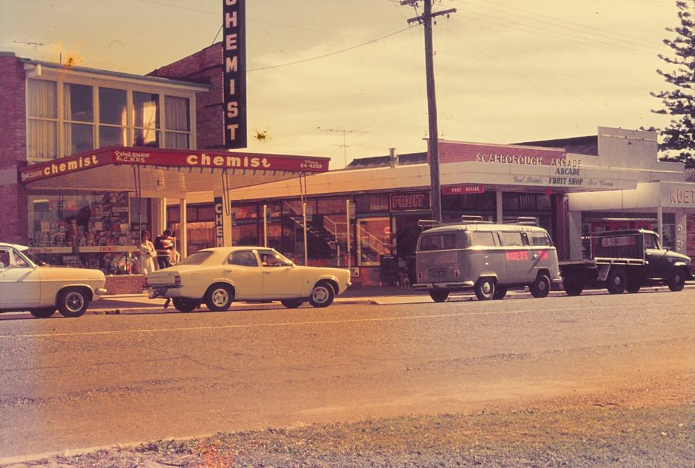 Shops along Landsborough Avenue Scarborough, ca. early 1970s