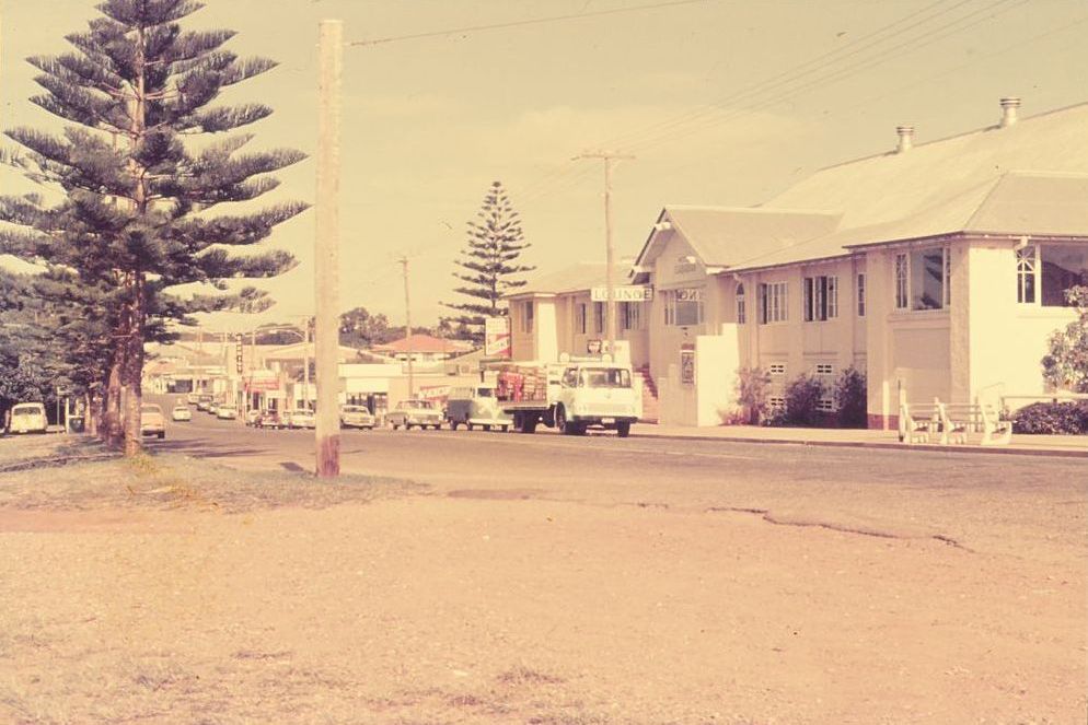 Scarborough Hotel and shops along Landsborough Avenue Scarborough, ca. early 1970s