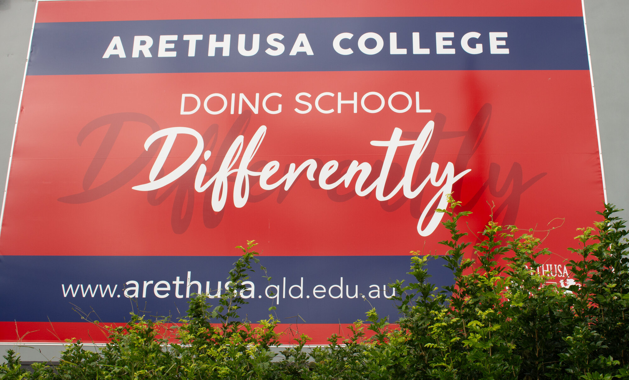 Sign on school building at Arethusa College - 1-83 Deception Bay Road Deception Bay