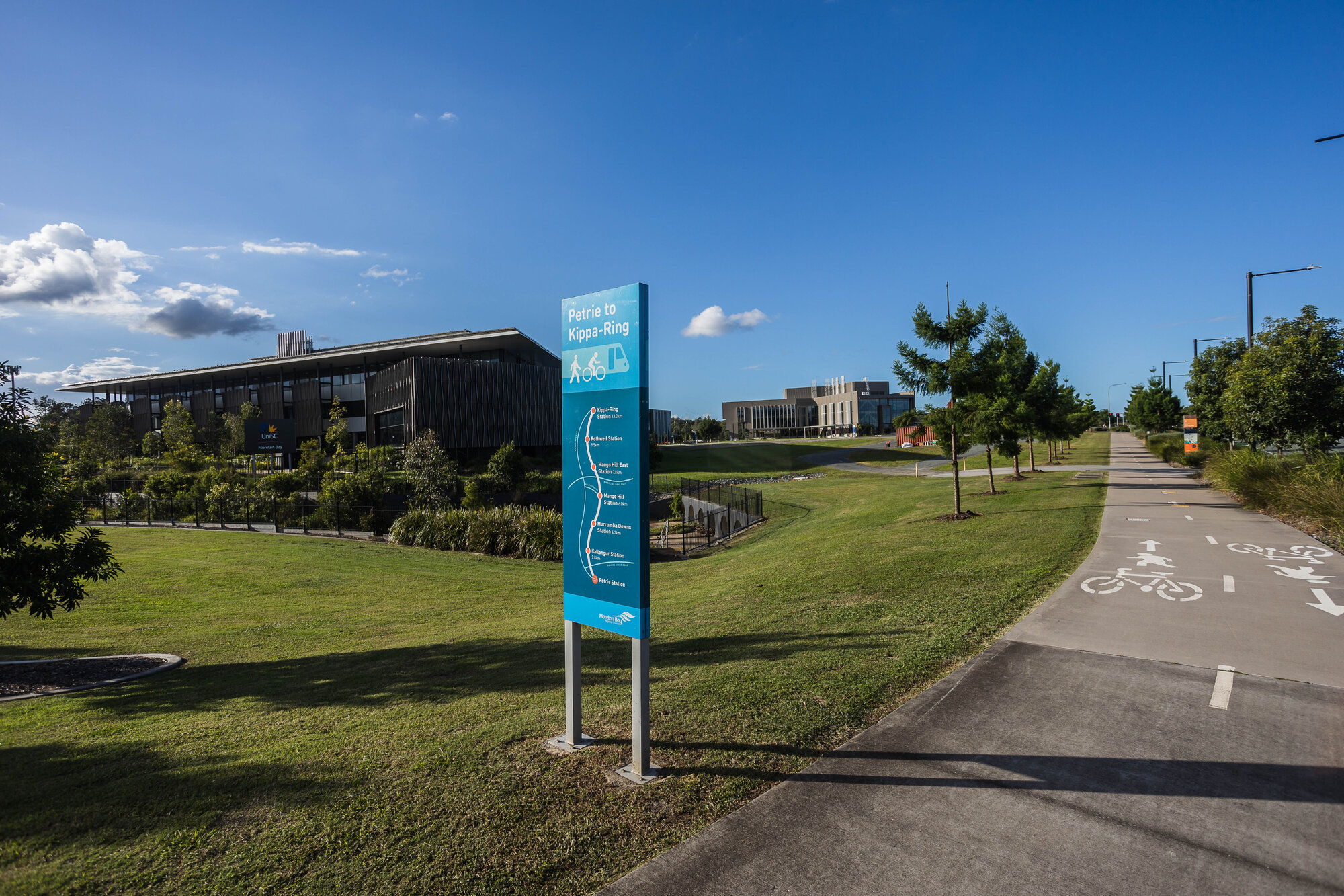 University of Sunshine Coast (UniSC) (Moreton Bay Campus) buildings - 1 Moreton Parade Petrie - looking northeast