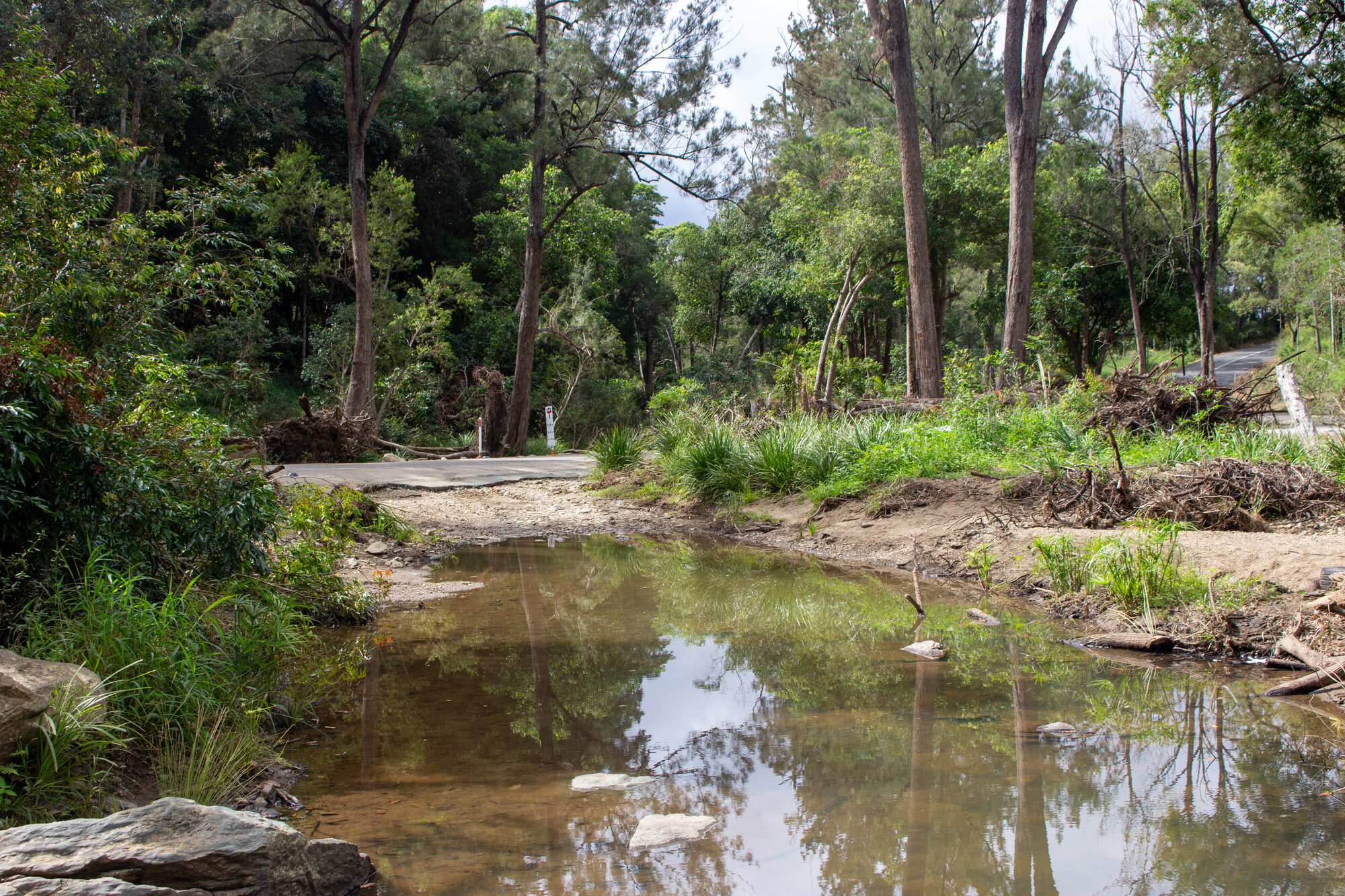 Zillmans Crossing - Old North Road Rocksberg looking northeast down the Caboolture River