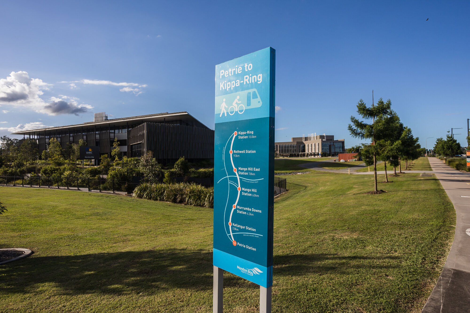 University of Sunshine Coast (UniSC) (Moreton Bay Campus) buildings and sign - 1 Moreton Parade Petrie