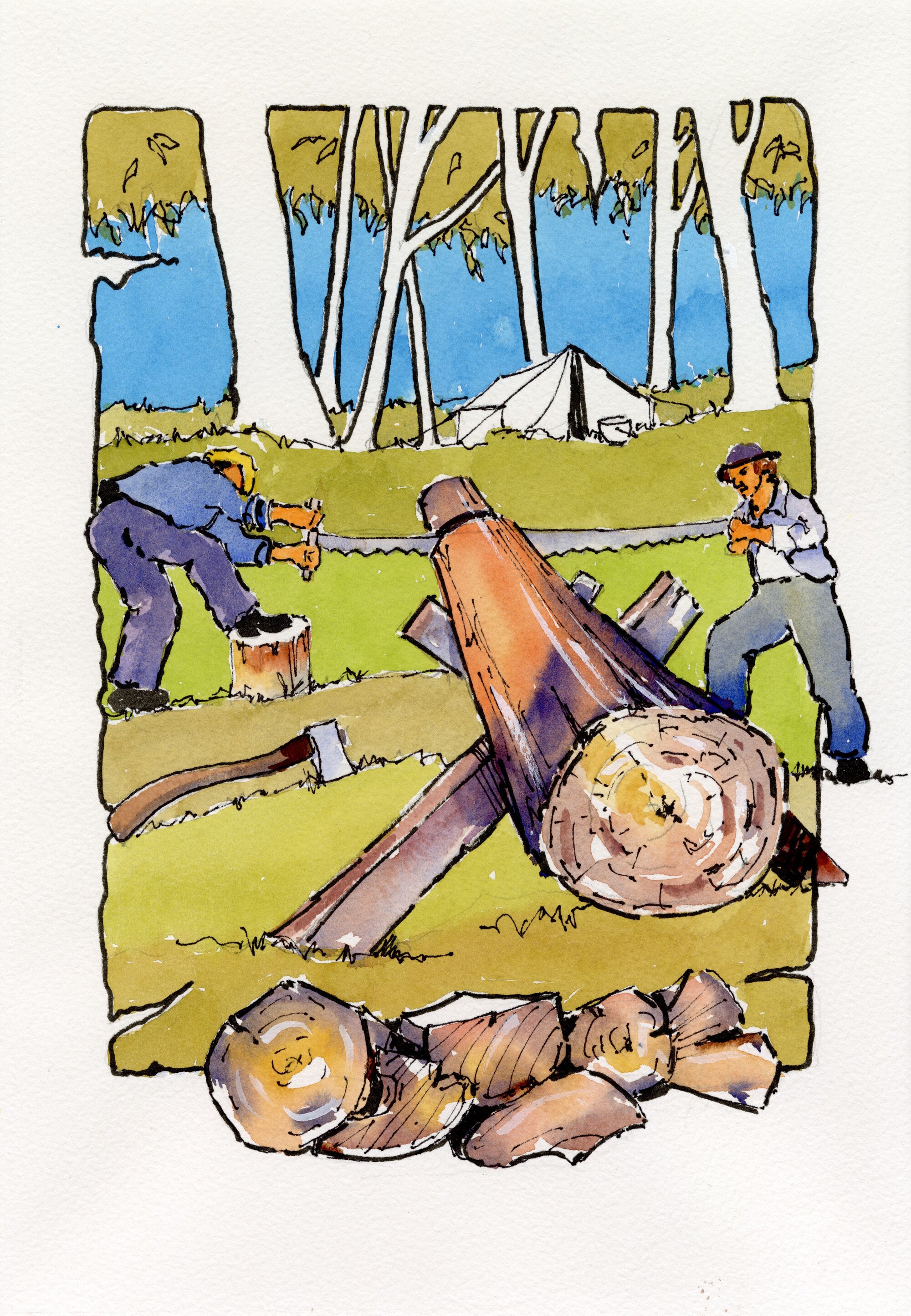 Redcliffe Convict Artwork - Cutting Timber