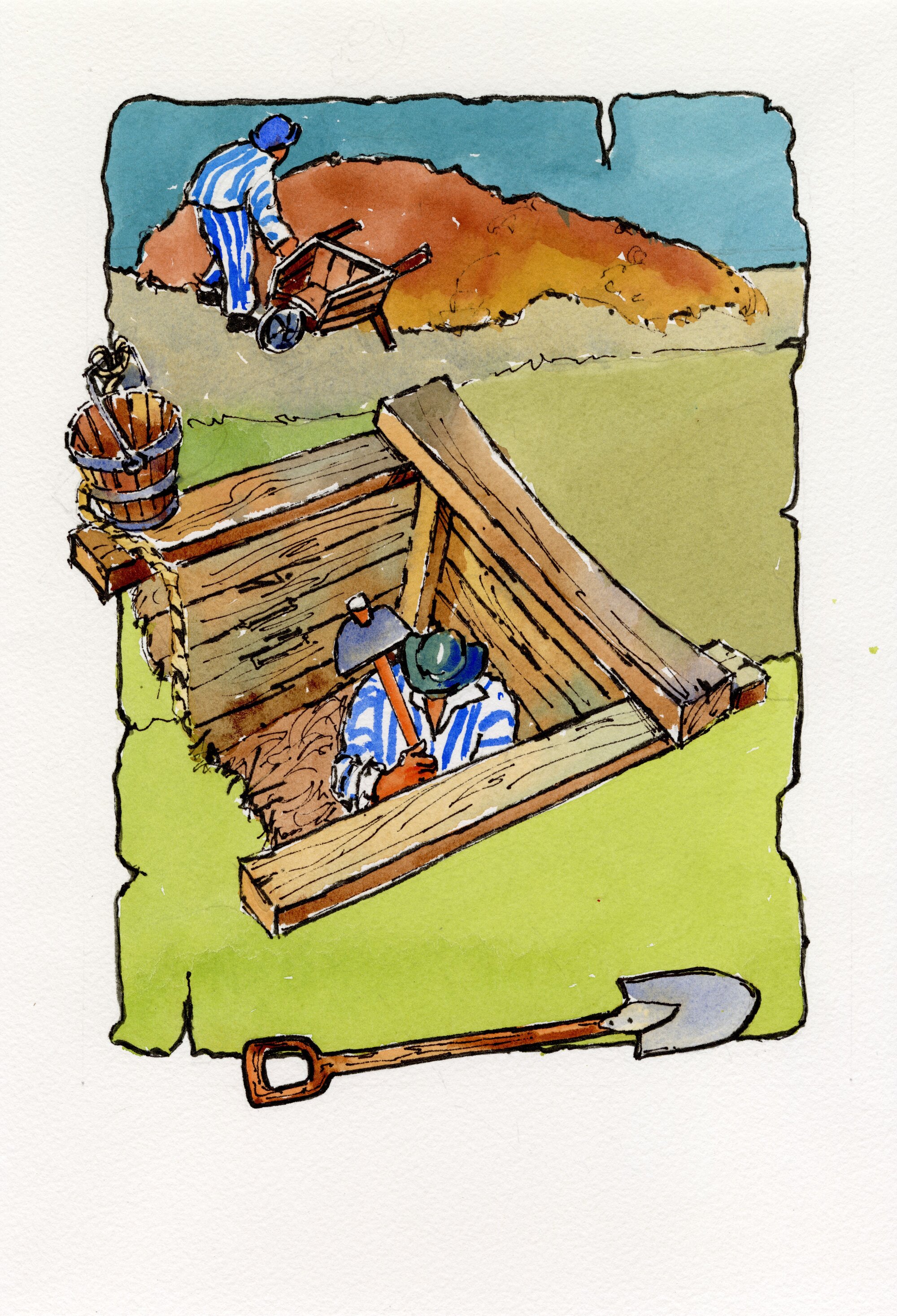 Redcliffe Convict Artwork - Digging the Well