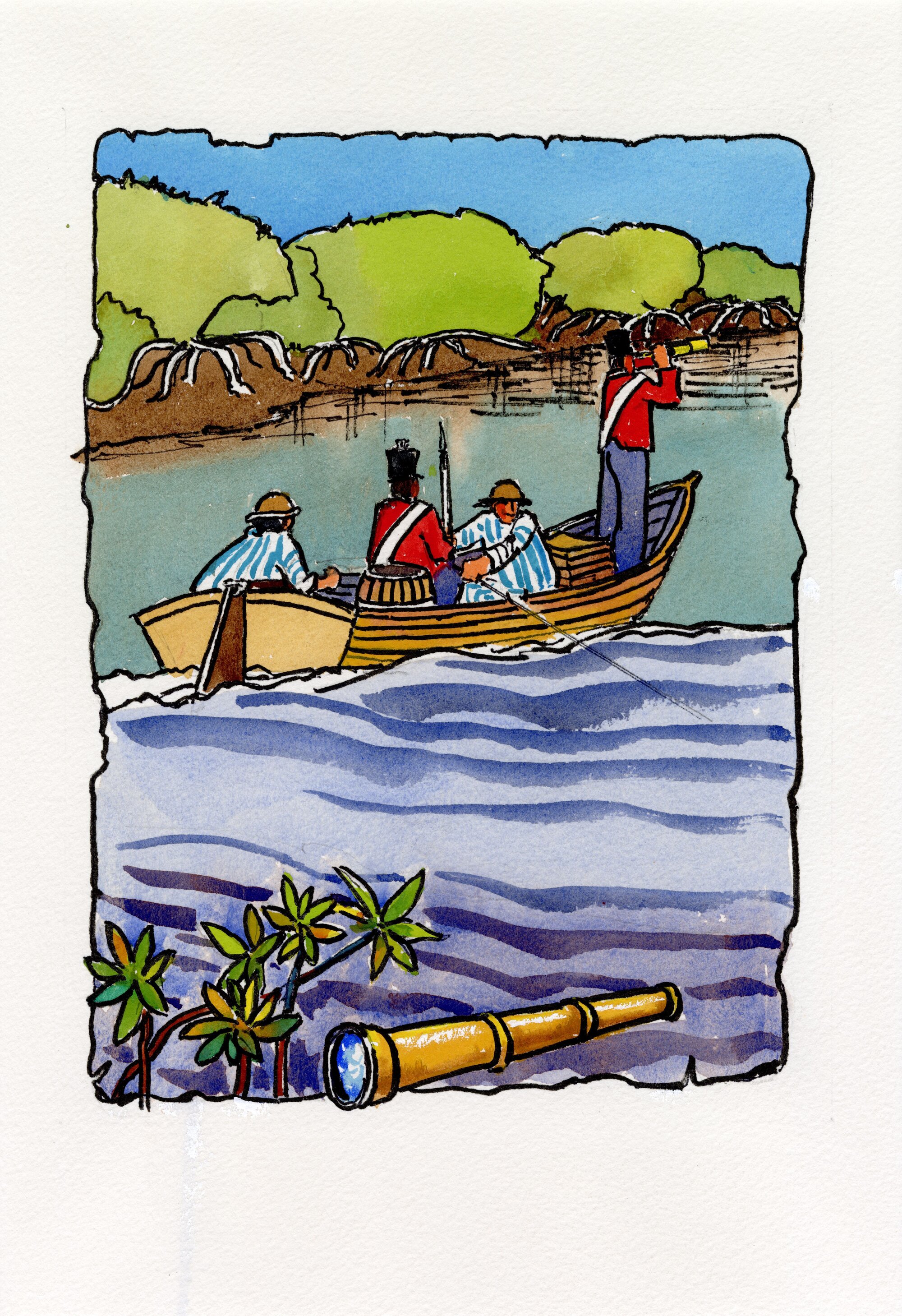 Redcliffe Convict Artwork - Exploring the River