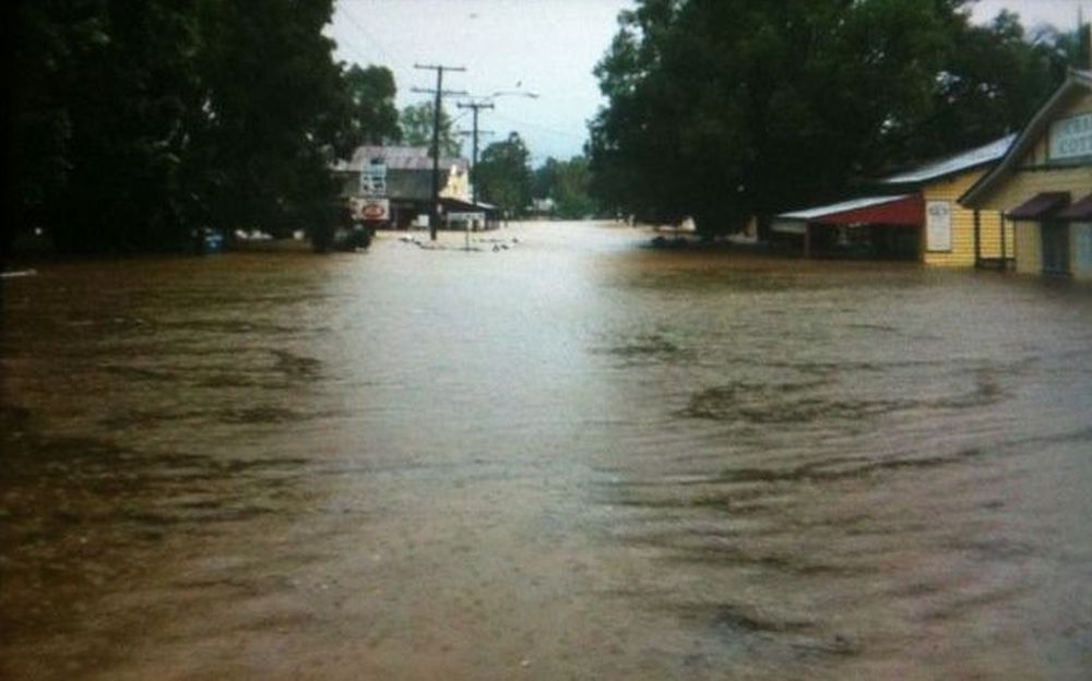 January 2011 Flood Event - Terrors Creek in Dayboro in flood over William Street Dayboro