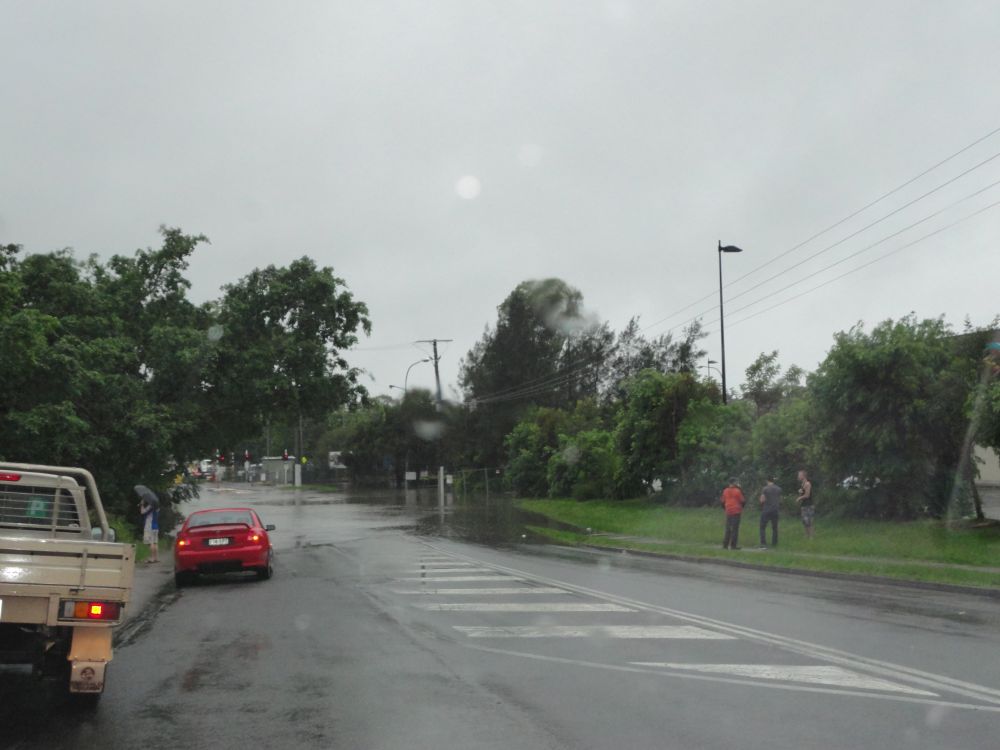 January 2011 Flood Event - Sheepstation Creek in flood over Station Road Morayfield