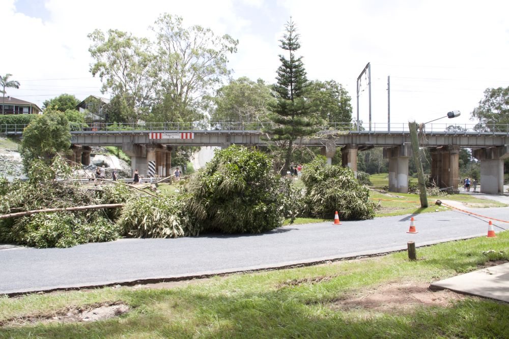 January 2011 Flood Event - Damaged park infrastructure and debris in Leis Park Lawnton