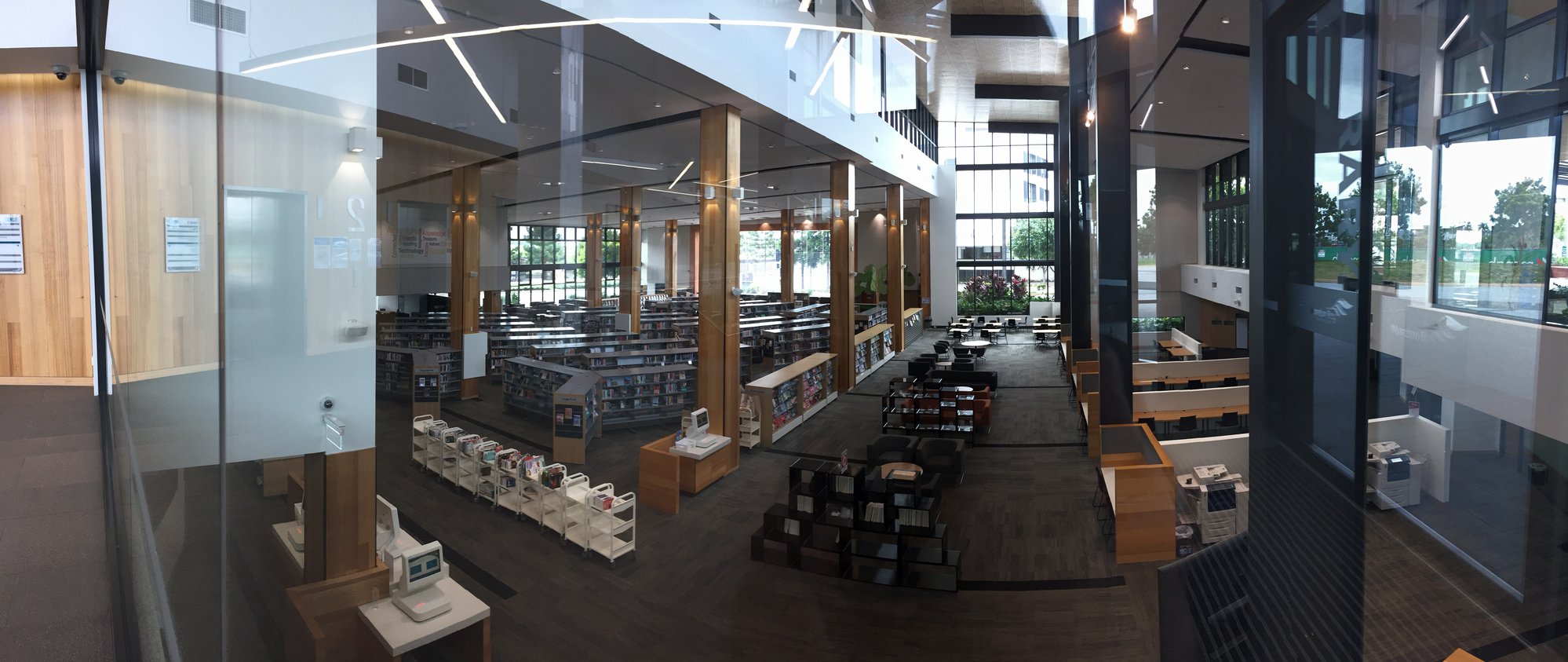North Lakes Library - The Corso North Lakes - 08 April 2020 - panoramic view of closed empty library