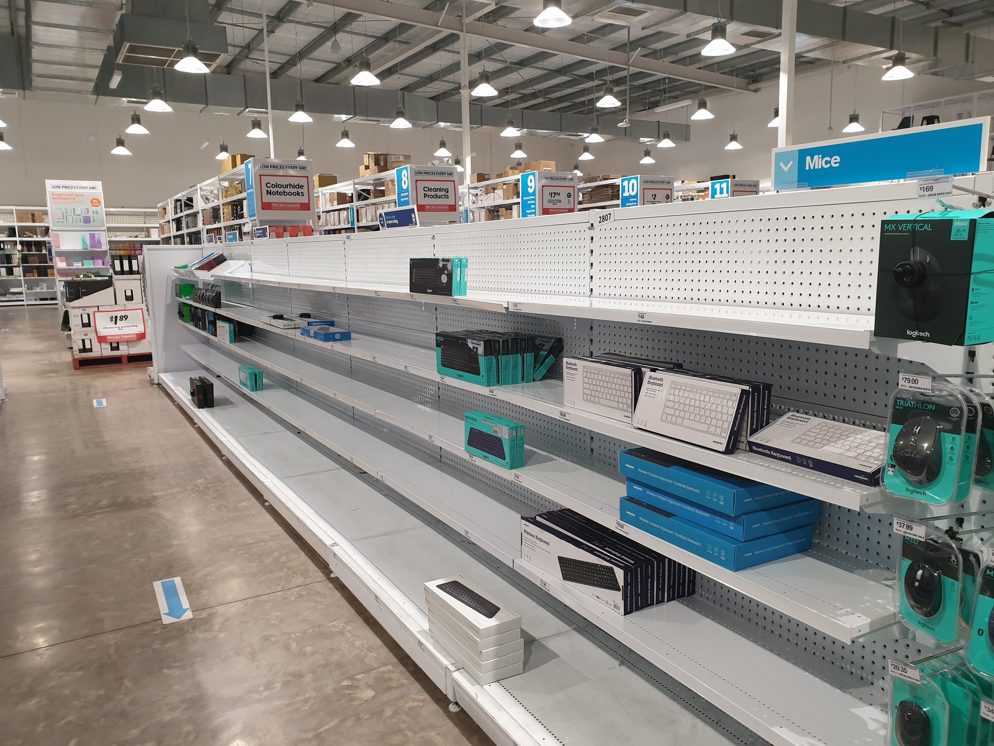 Officeworks Gympie Road Strathpine - 11 April 2020 - empty shelves