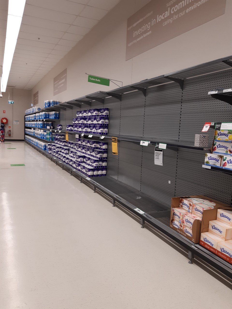 Woolworths Supermarket - Morayfield Shopping Centre - Morayfield Road Morayfield - 11 April 2020 - bare toilet paper shelves