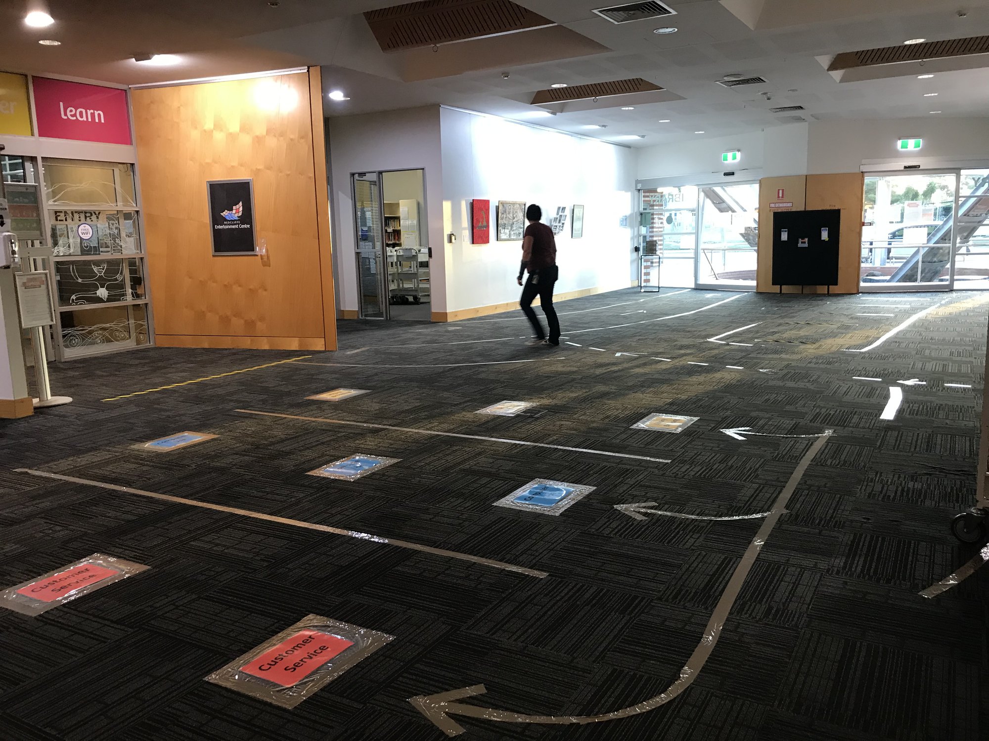 Redcliffe Library - Oxley Avenue Redcliffe - 16 May 2020 - reopening foyer social distancing floor guide - 002