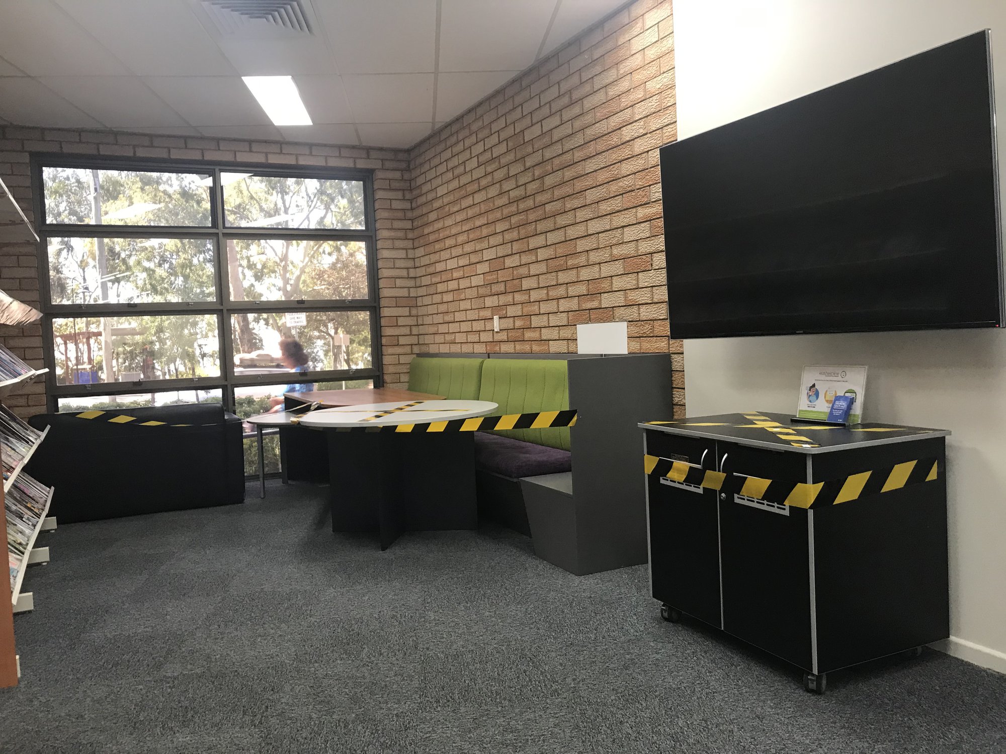 Deception Bay Library - Bayview Terrace Deception Bay - 16 May 2020 - reopening reading area cordoned off