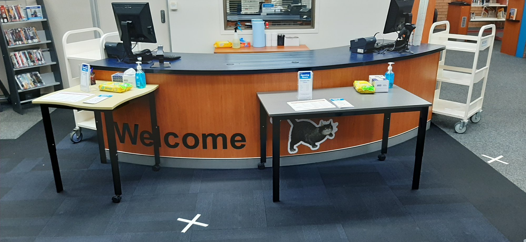 Deception Bay Library - Bayview Terrace Deception Bay - 15 May 2020 - reopening hand sanitiser at counter