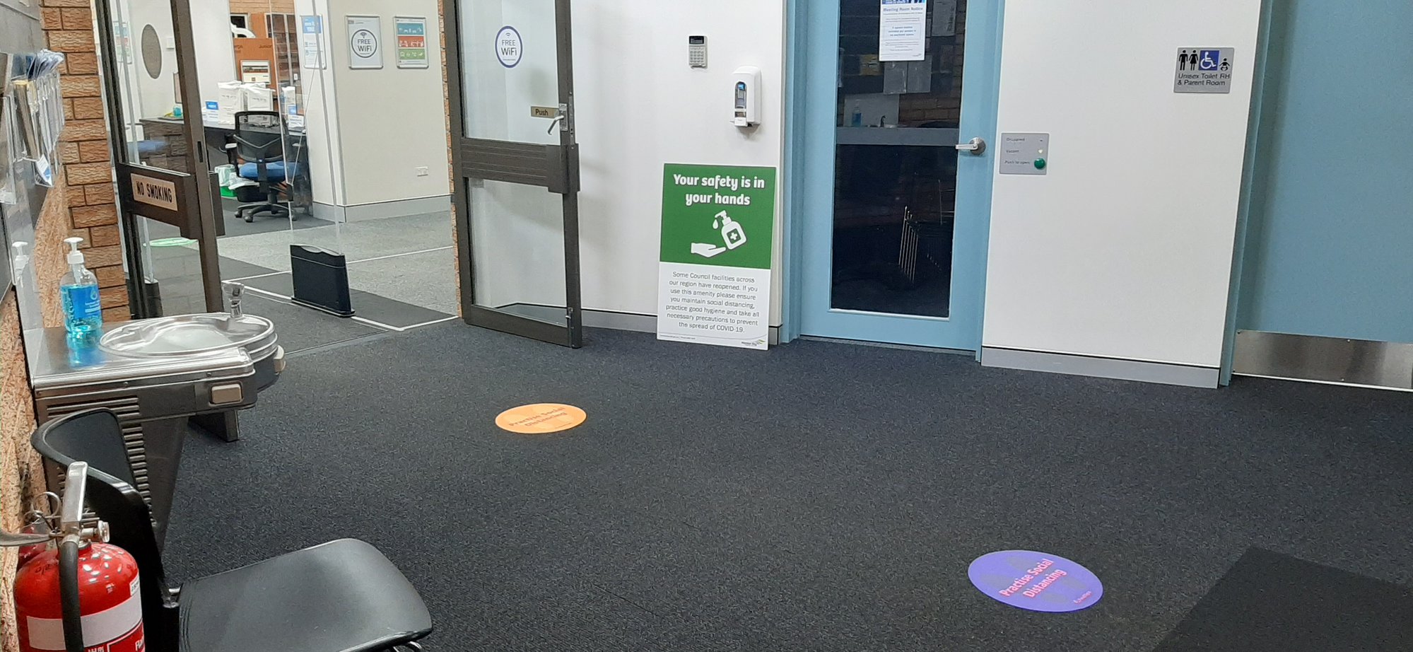 Deception Bay Library - Bayview Terrace Deception Bay - 21 May 2020 - reopening social distancing dots
