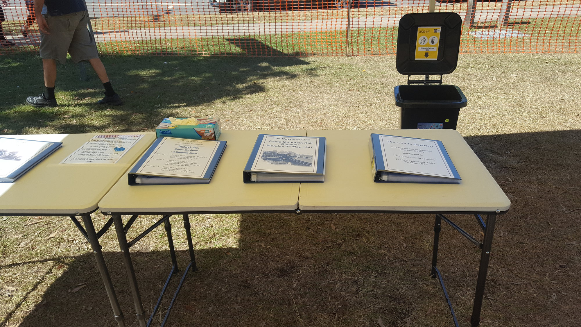 Dayboro Railway Centenary - Cnr Williams and Heathwood Street Dayboro - 26 Sep 2020 - COVID safe display including bin - 002