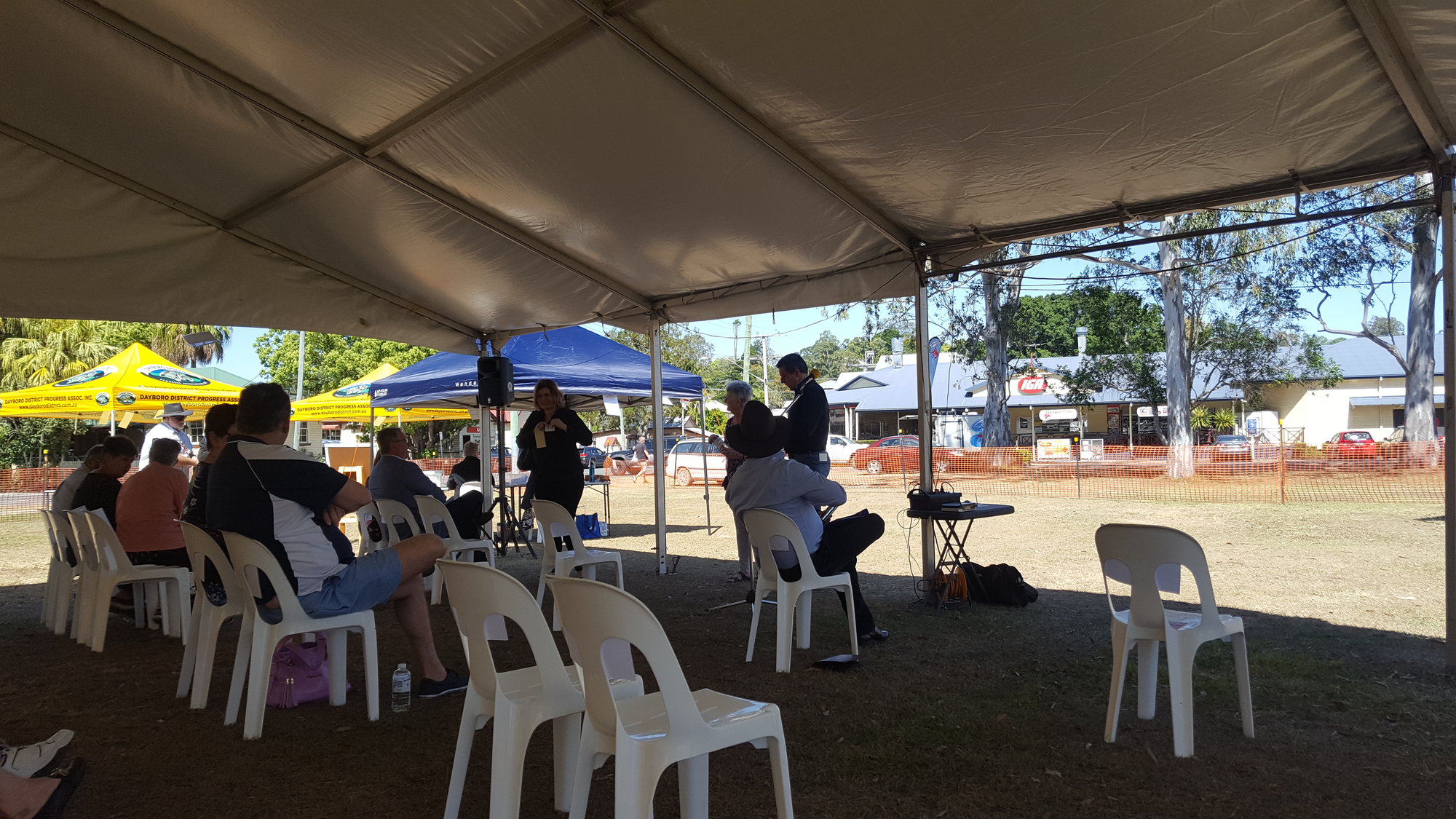 Dayboro Railway Centenary - Cnr Williams and Heathwood Street Dayboro - 26 Sep 2020 - COVID safe seating. Minister Nicky Boyd speaking.