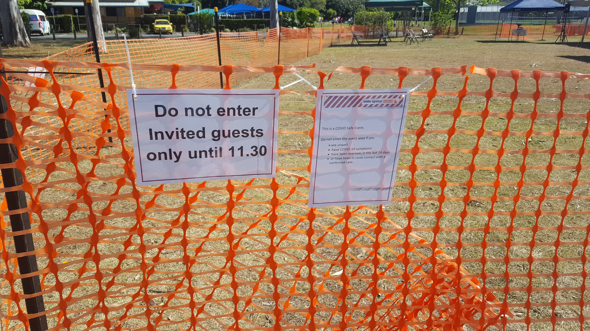 Dayboro Railway Centenary - Cnr Williams and Heathwood Street Dayboro - 26 Sep 2020 - COVID sign - 004