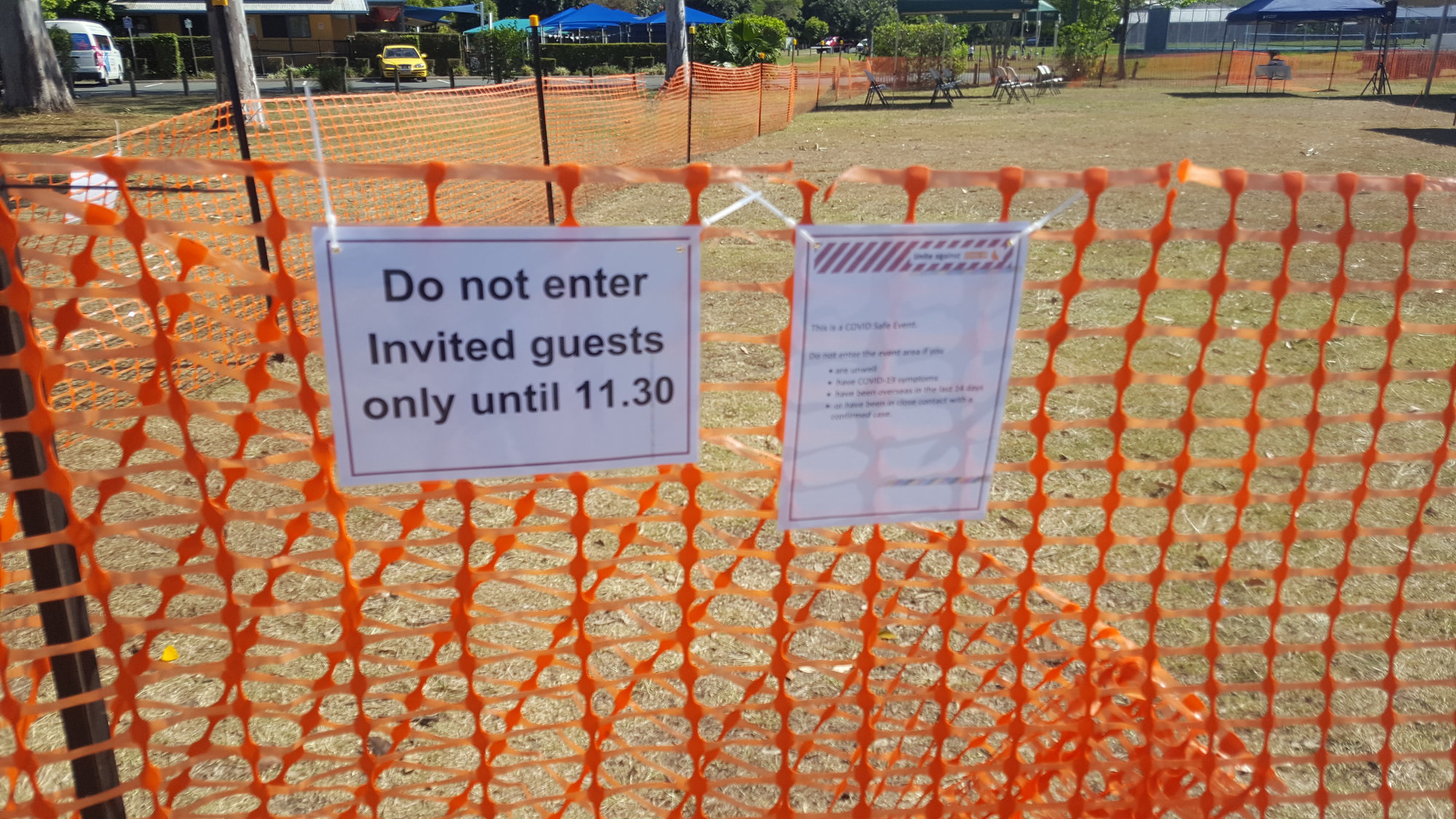 Dayboro Railway Centenary - Cnr Williams and Heathwood Street Dayboro - 26 Sep 2020 - COVID sign - 005