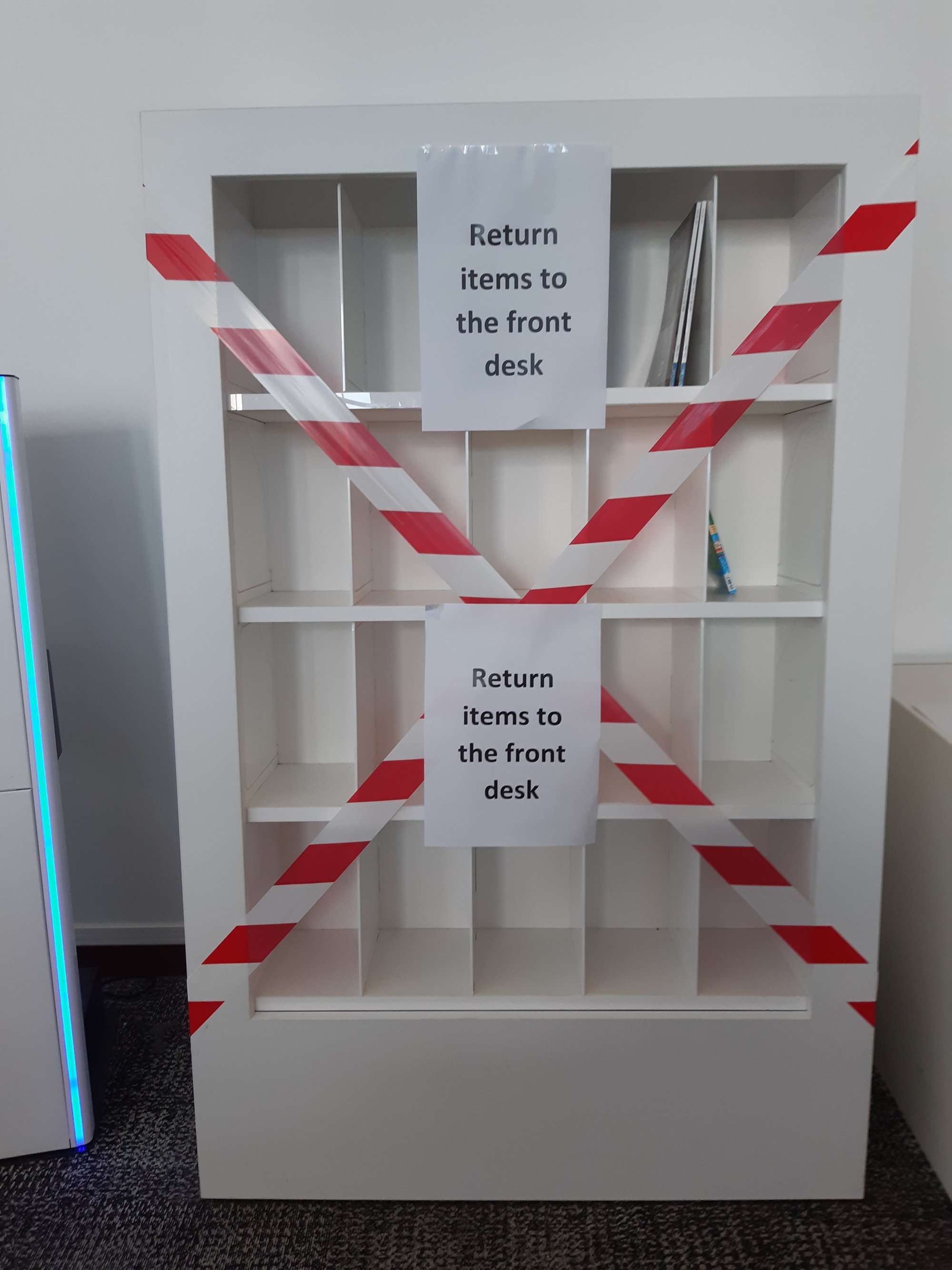 Caboolture Library - Hasking Street Caboolture - 15 May 2020 - reopening roped off return shelf