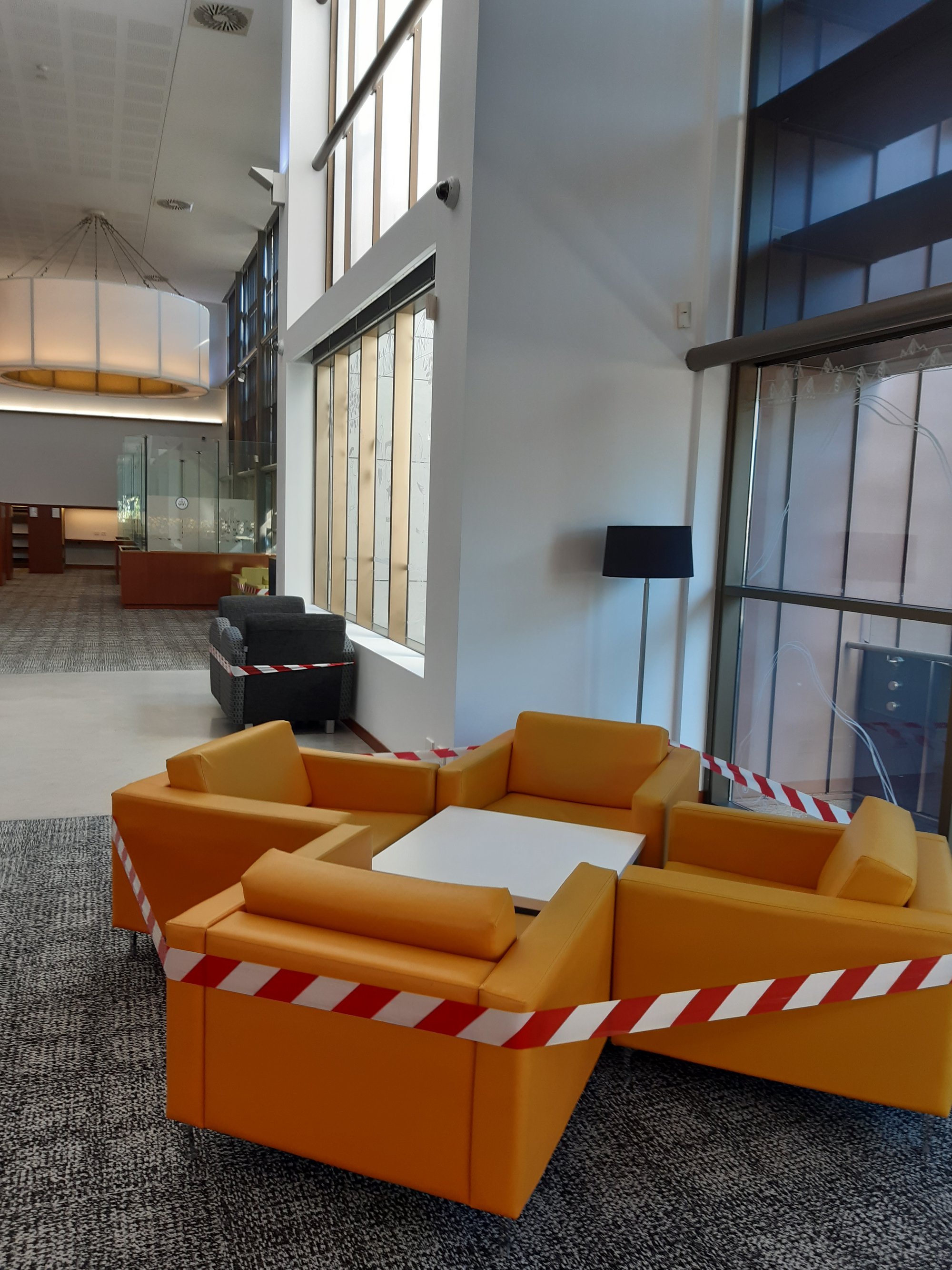 Caboolture Library - Hasking Street Caboolture - 15 May 2020 - reopening roped off seating