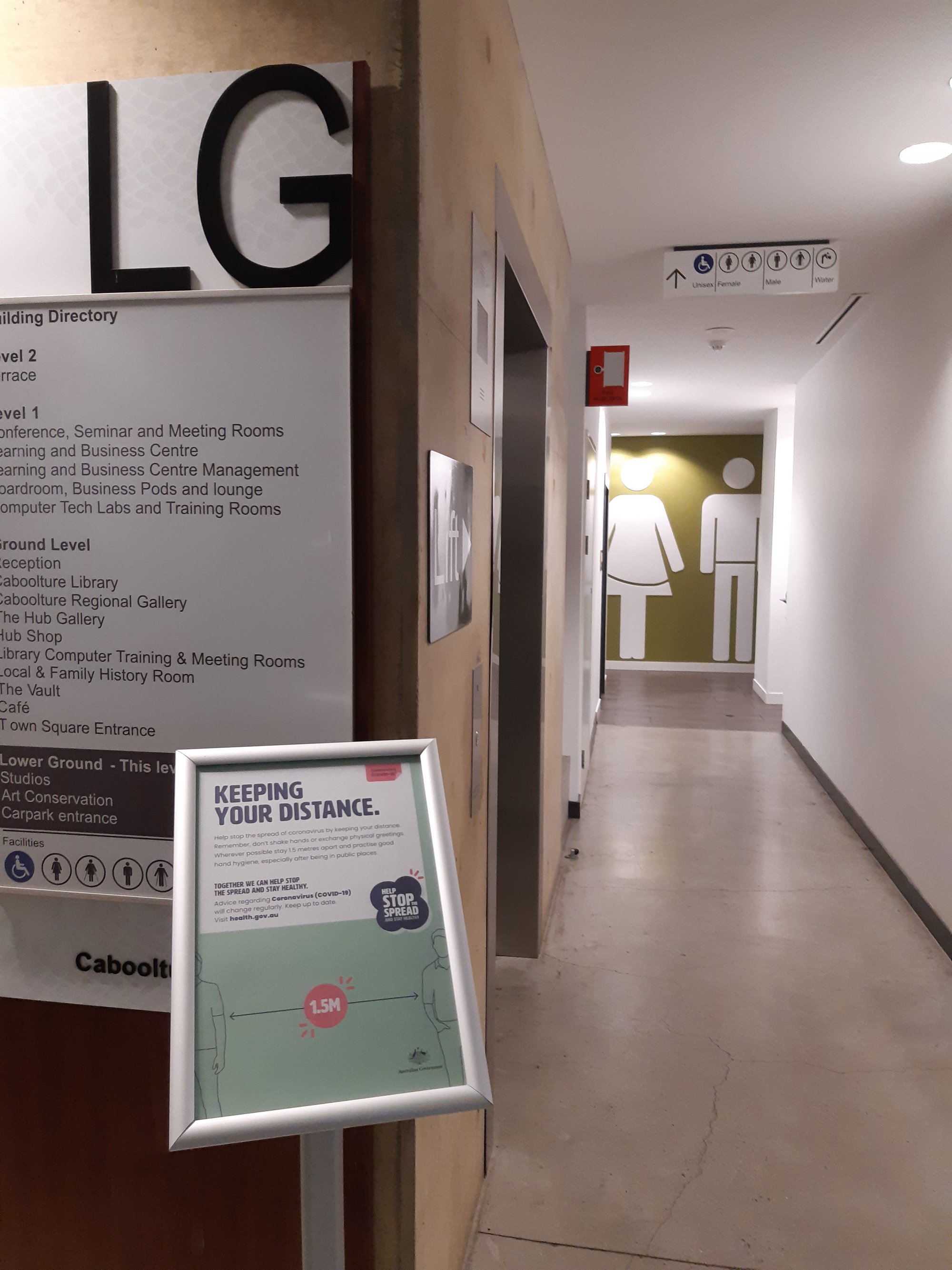 Caboolture Library - Hasking Street Caboolture - 15 May 2020 - reopening social distancing sign