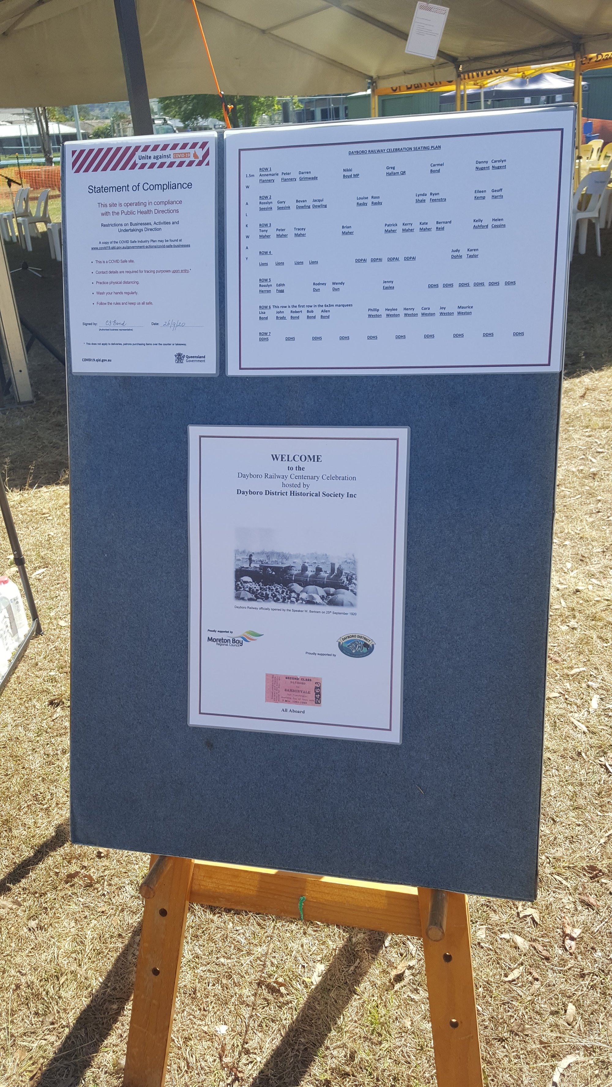 Dayboro Railway Centenary - Cnr Williams and Heathwood Street Dayboro - 26 Sep 2020 - COVID safe seating plan - 002