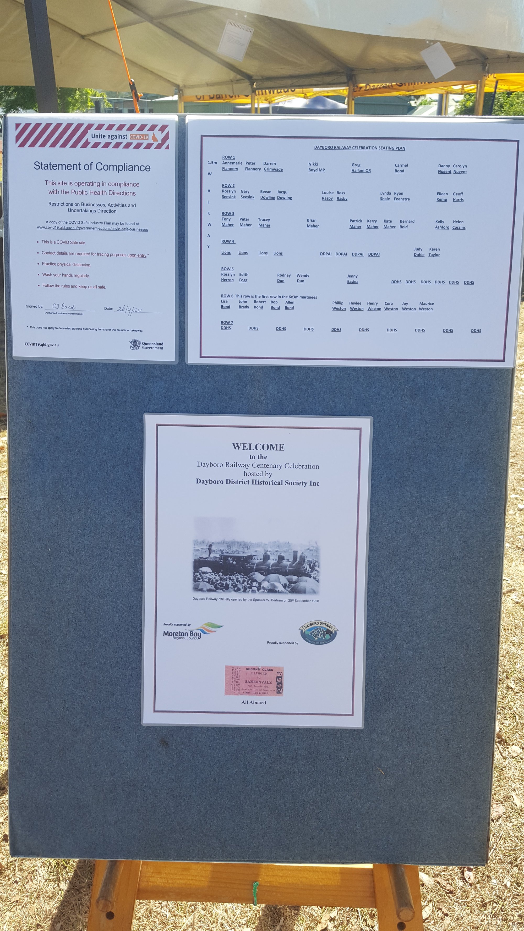 Dayboro Railway Centenary - Cnr Williams and Heathwood Street Dayboro - 26 Sep 2020 - COVID safe seating plan - 003