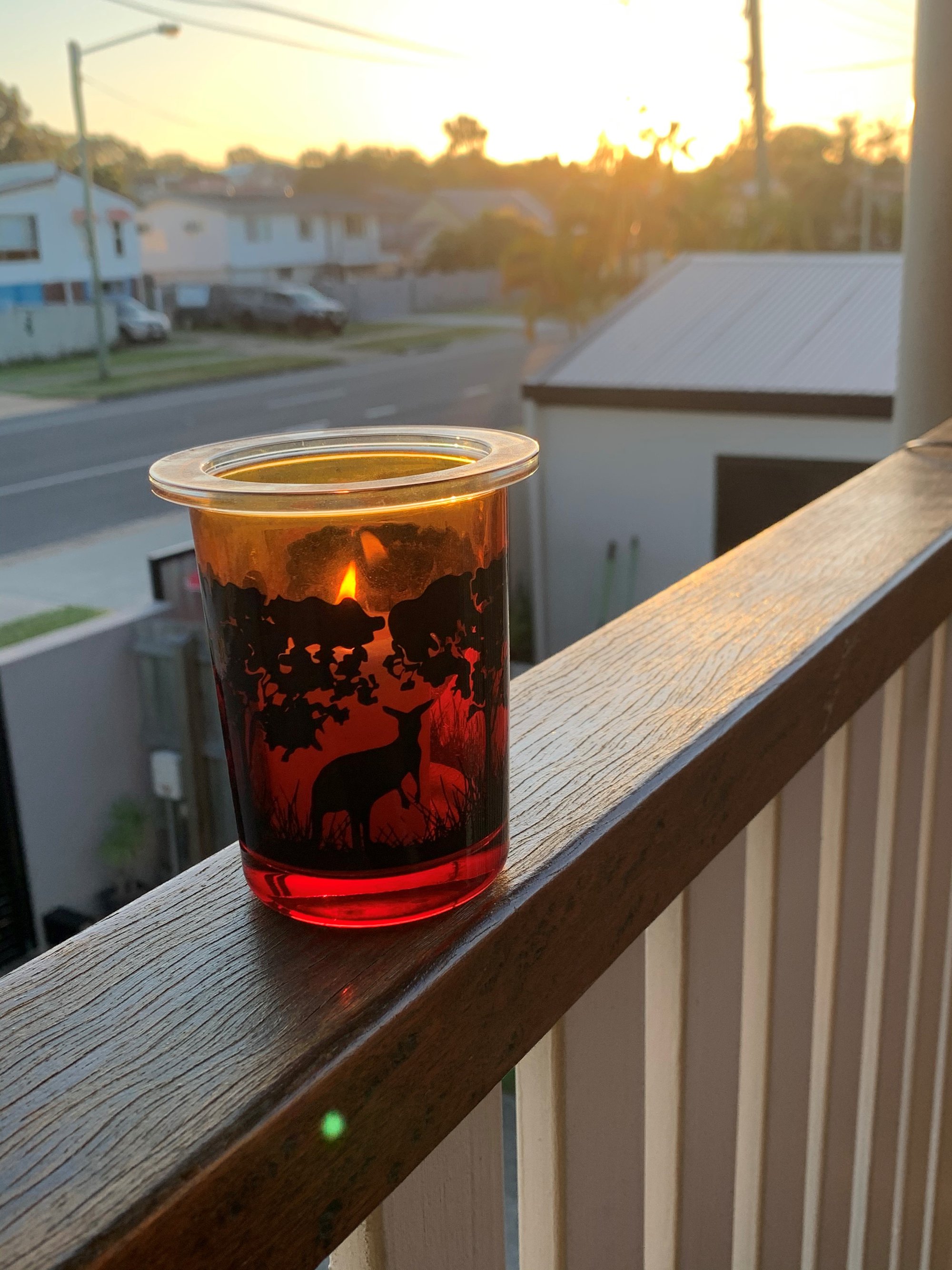 Griffith Road Scarborough - 25 April 2020 - candle on balcony