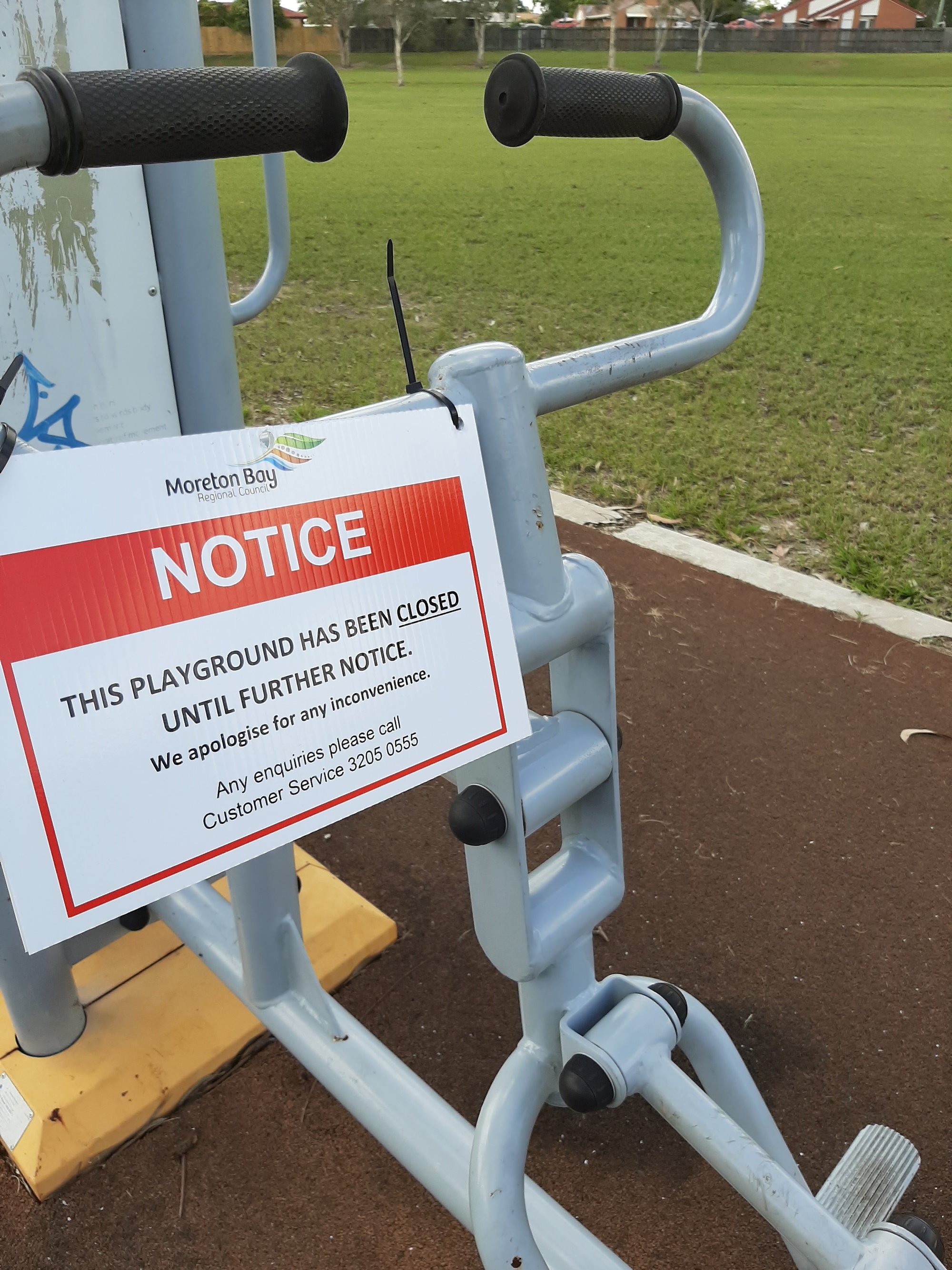 Lynfield Drive Park Caboolture - 12 April 2020 - park closed sign