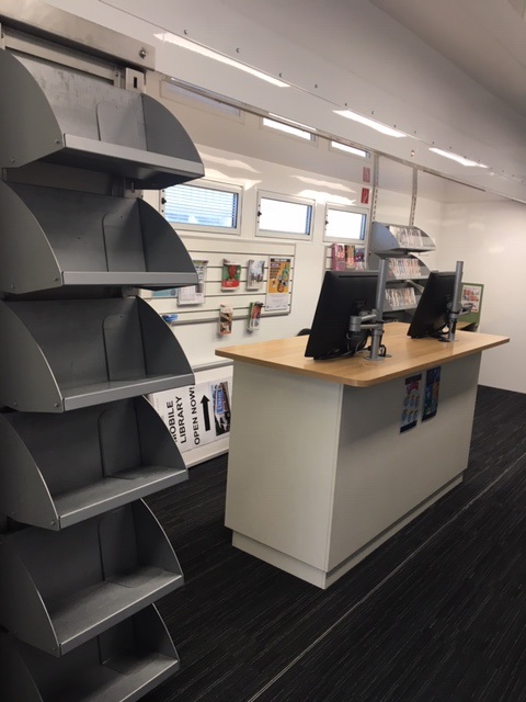 Mobile Library - Station Street Strathpine - 23 April 2020 - bare reservation shelves