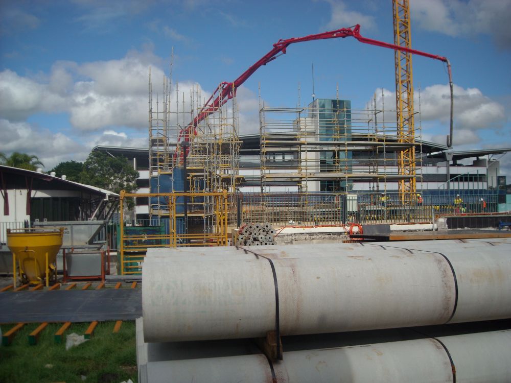 Working on the floors at the construction site of the Caboolture Hub, 4 Hasking Street Caboolture