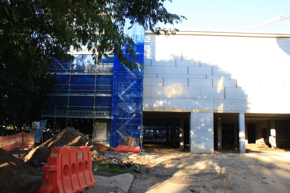 Cladding installed as part of the construction of the building known as the Caboolture Hub, 4 Hasking Street Caboolture 