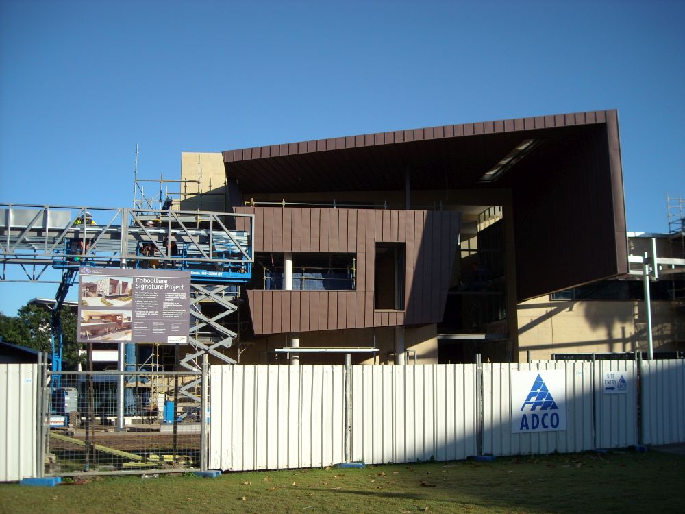 Pedestrian walkway under construction for the new building known as the Caboolture Hub, 4 Hasking Street Caboolture 