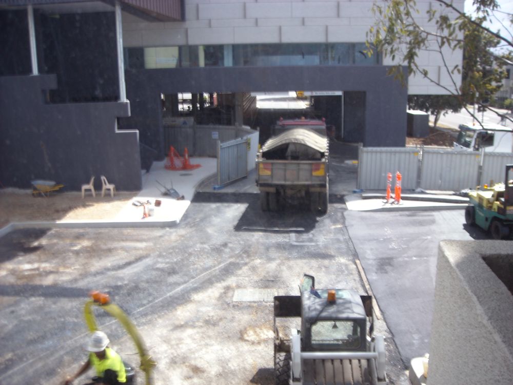 Asphalt being laid in carpark near the Caboolture Hub, 4 Hasking Street Caboolture
