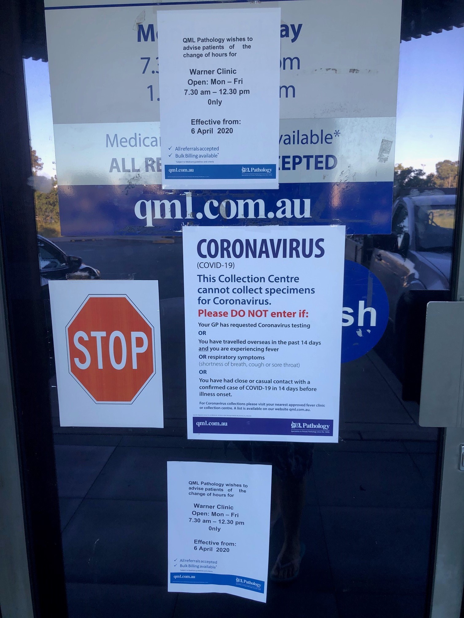 QML Pathology Warner Marketplace Samsonvale Road Warner - 10 April 2020 - close up of signage