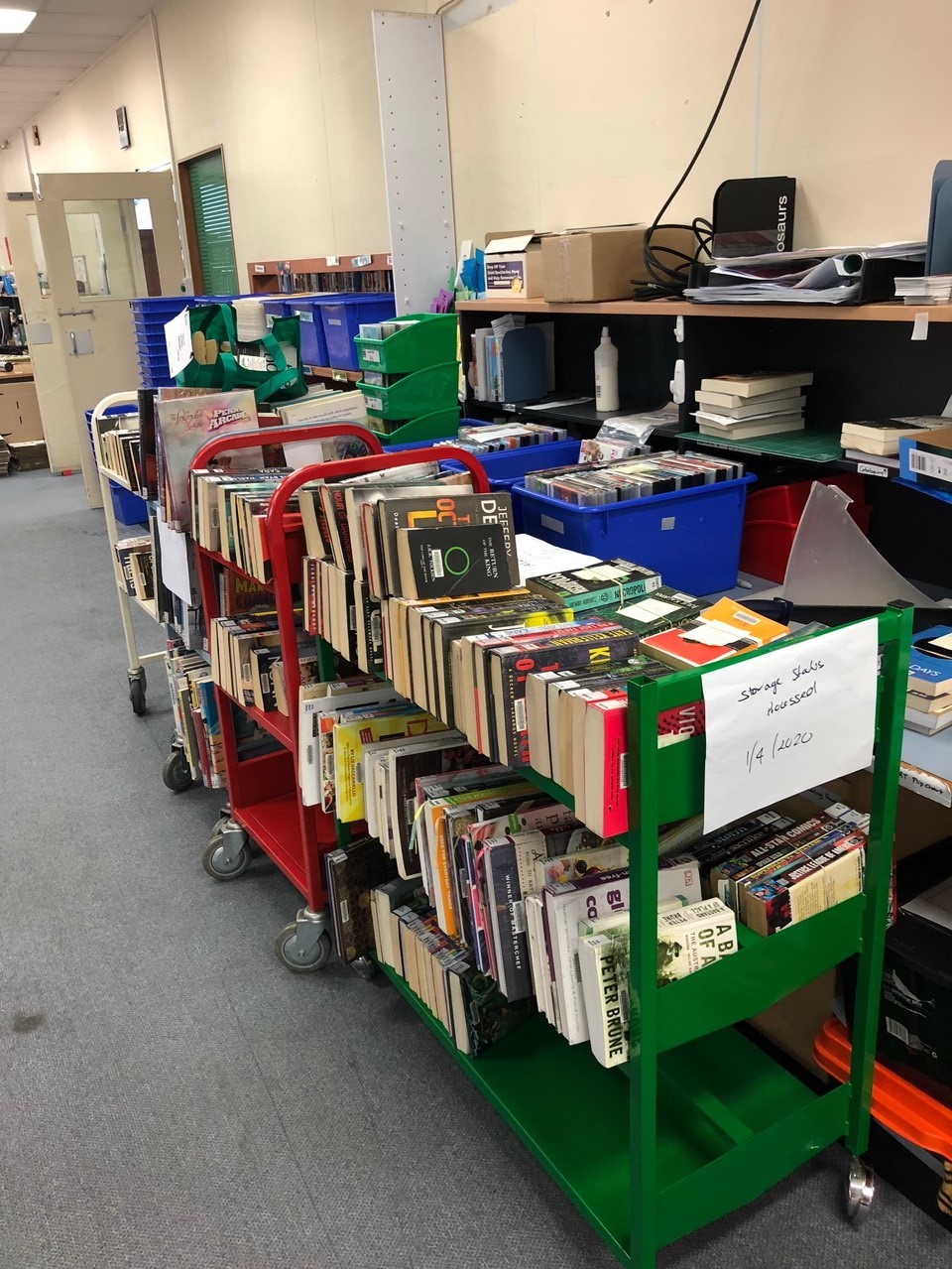 Strathpine Library - Station Road Strathpine - 15 April 2020 - items to be assessed following branch stocktake in workroom