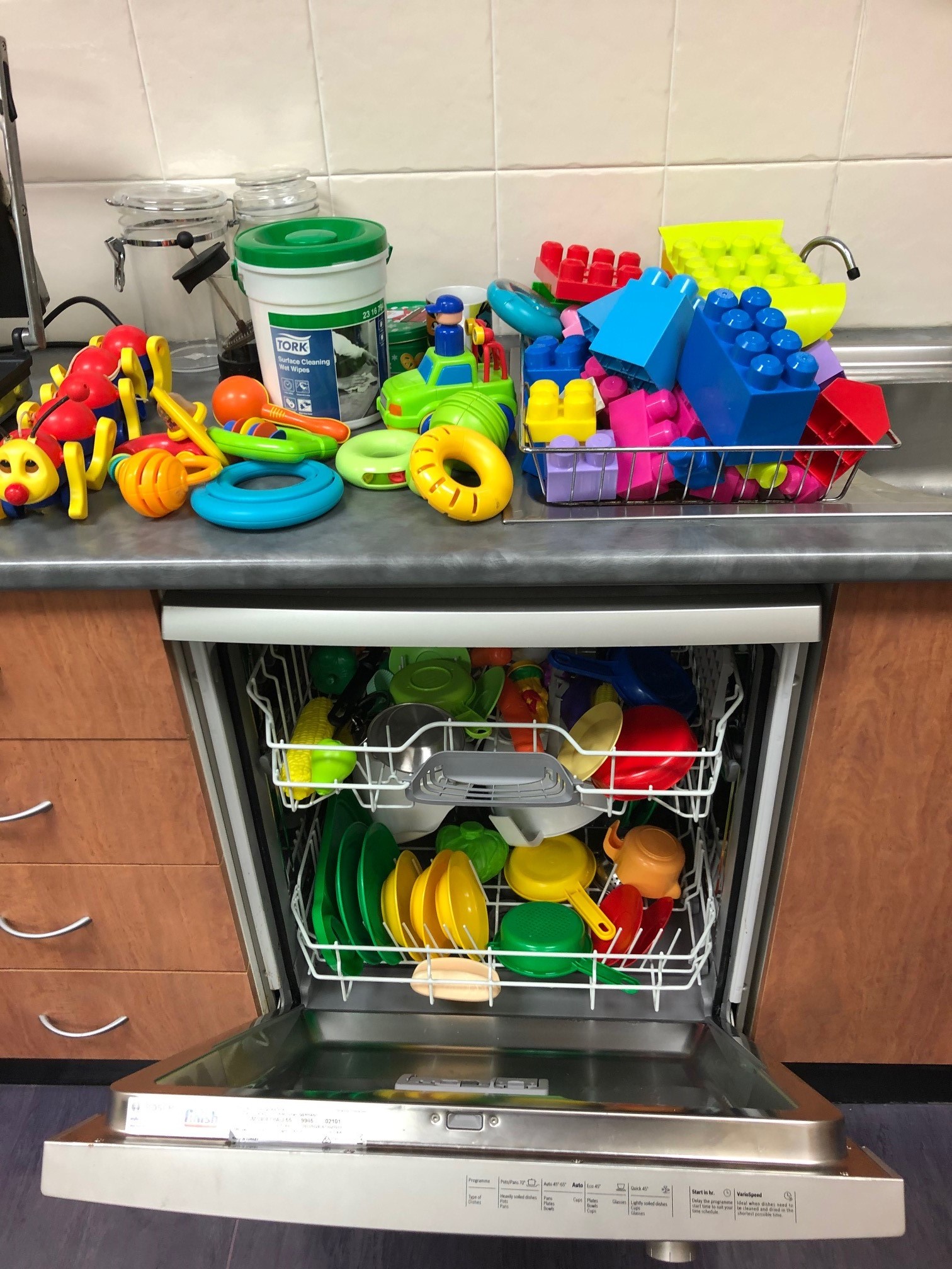 Strathpine Library - Station Road Strathpine - 20 April 2020 - cleaning playtime toys during closure