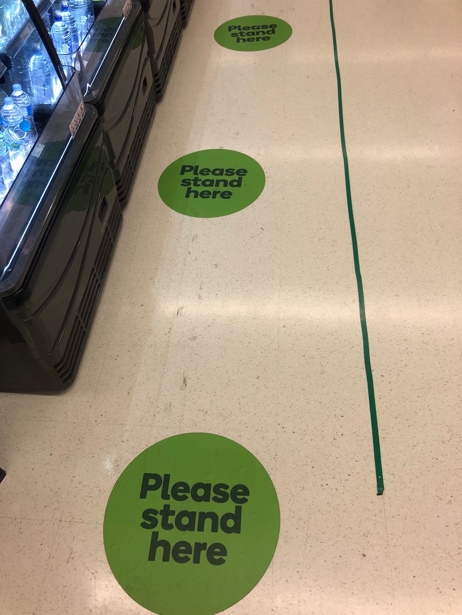 Woolworths Supermarket - Warner Marketplace Samsonvale Road Warner - 10 April 2020 - social distancing spacing markers