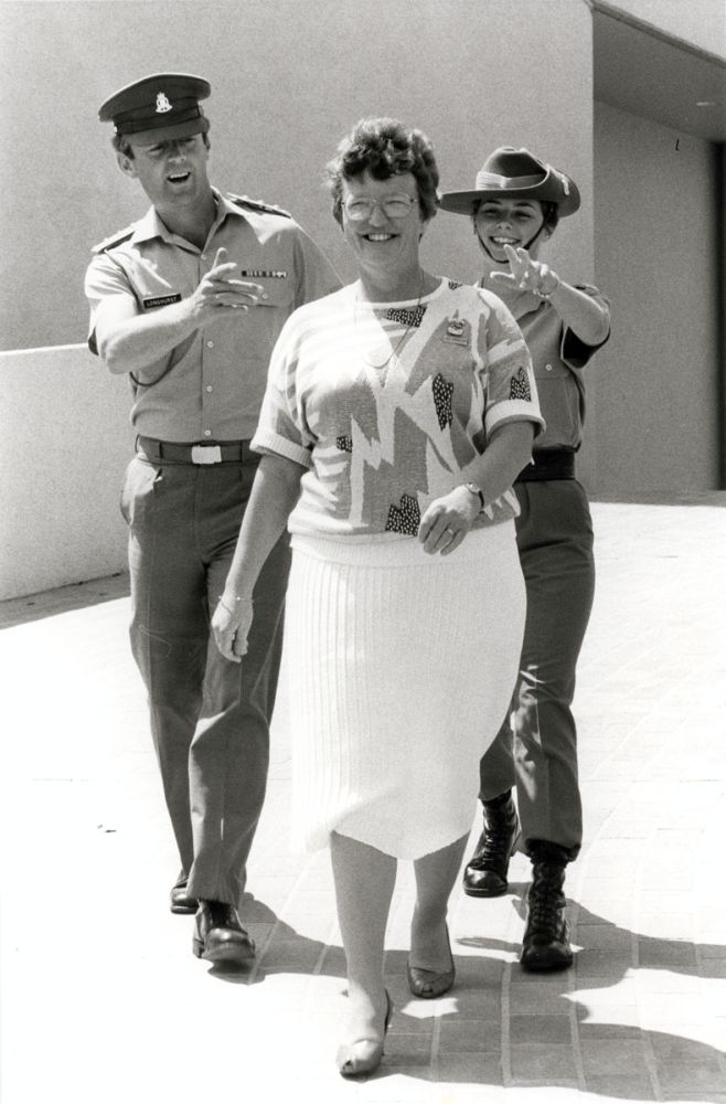Cr Patricia Camilleri with army personnel