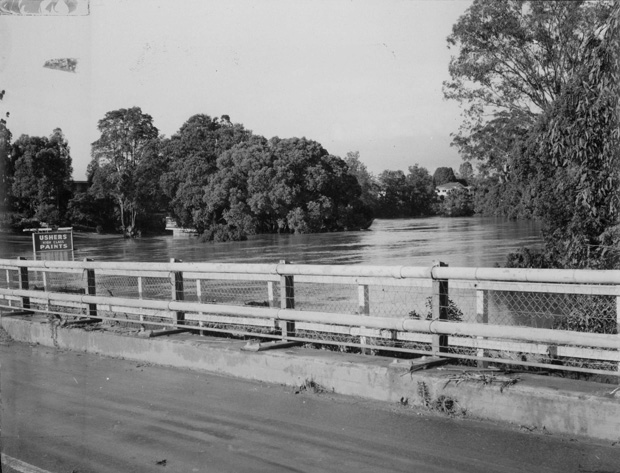 Caboolture River in flood in the 1970s