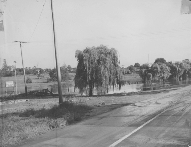 Morayfield Road after flood waters have receded, ca. 1970s