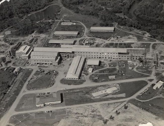 Aerial view of Australian Paper Mill Petrie - nearing completion