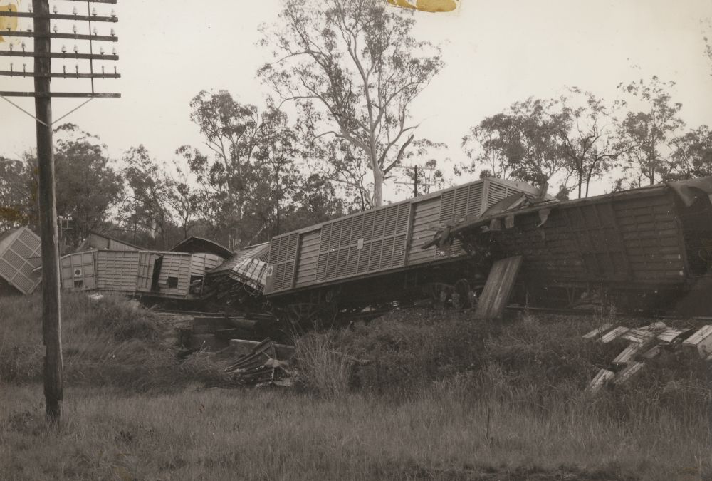 Train crash at Caboolture, ca. mid 1970s