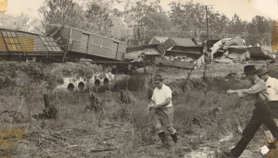 Train crash at Caboolture, ca. mid 1970s