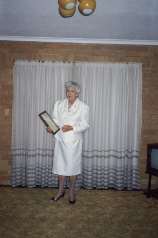 Cr S. H. Wilson receiving her Life Membership