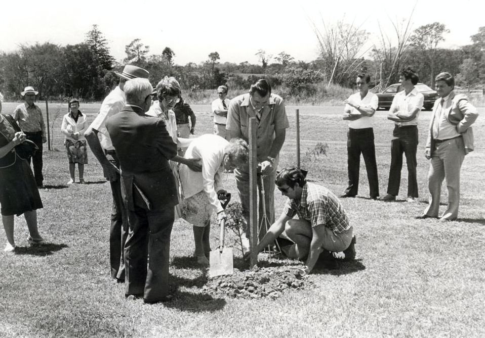 Opening of Cruice Park at Woodford in May 1984 - Planting tree