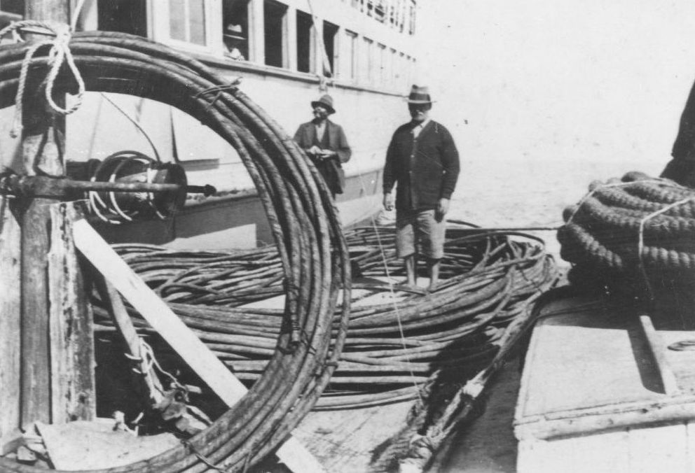 The first telephone cable to be laid across Pumicestone Passage