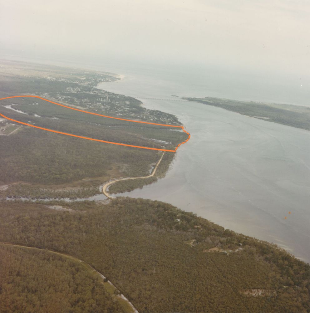 Aerial photograph of Bribie Island and Pumicestone Passage