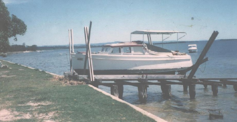 Nev Farrer's boat on the slipway on the foreshore at Toorbul